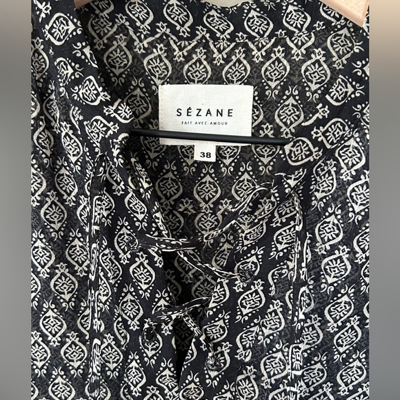 Sezane long sleeve print blouse 38 - Picture 2 of 6
